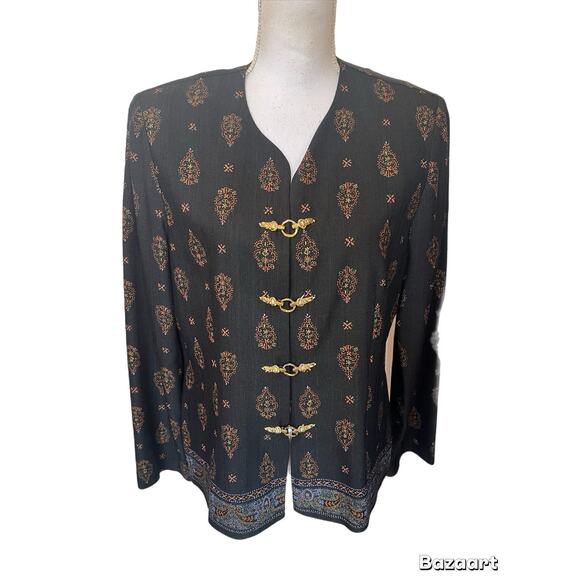 R&M Richards by Karen Wong Womens Vintage Black Clasp Jacket Top Size 12 - Picture 1 of 5
